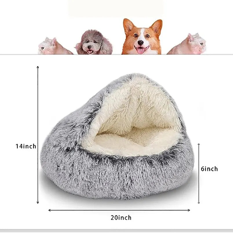 Soft Plush 2-in-1 Pet Bed for Cats & Small Dogs