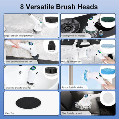 8-in-1 Electric Cleaning Brush - Household Wireless Rotatable