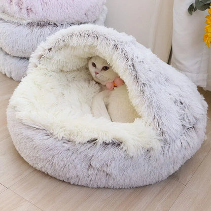 Soft Plush 2-in-1 Pet Bed for Cats & Small Dogs