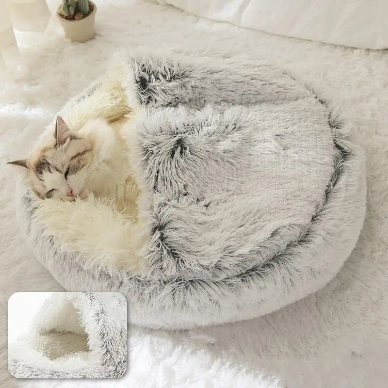 Soft Plush 2-in-1 Pet Bed for Cats & Small Dogs