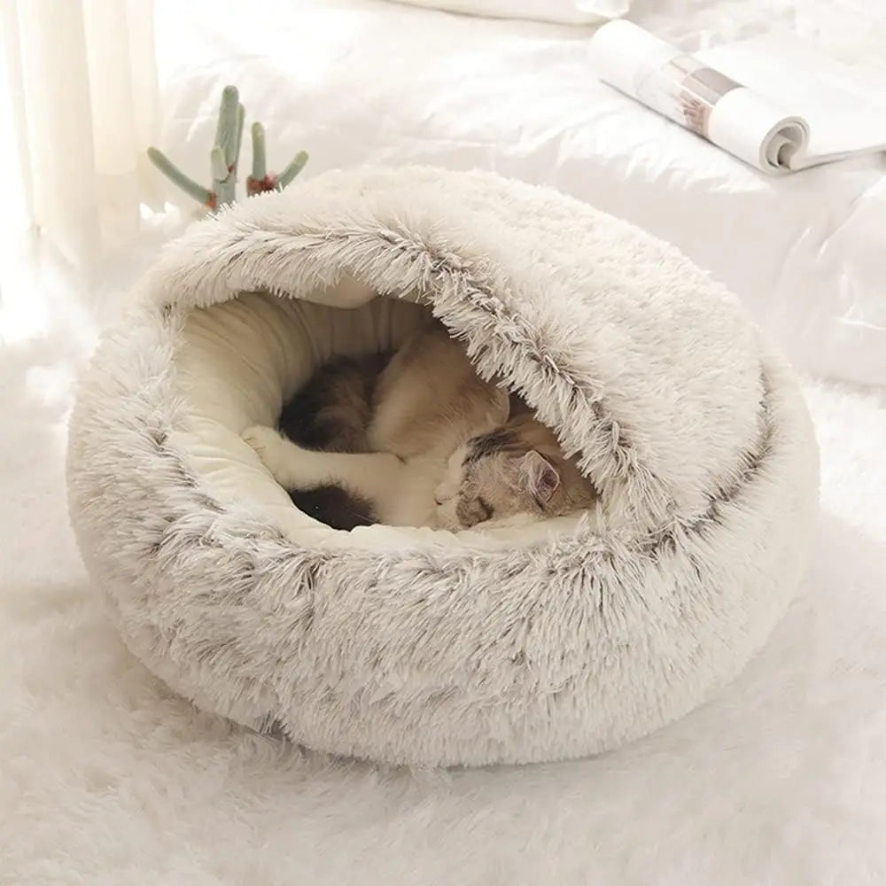 Soft Plush 2-in-1 Pet Bed for Cats & Small Dogs