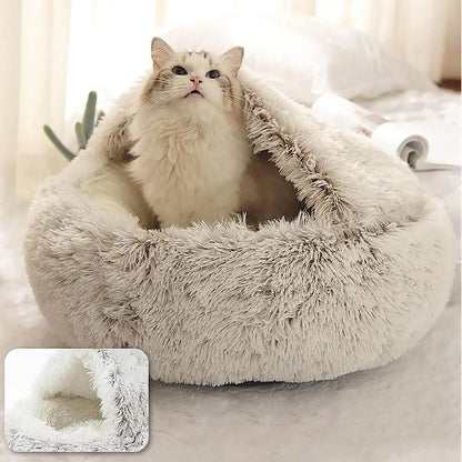 Soft Plush 2-in-1 Pet Bed for Cats & Small Dogs