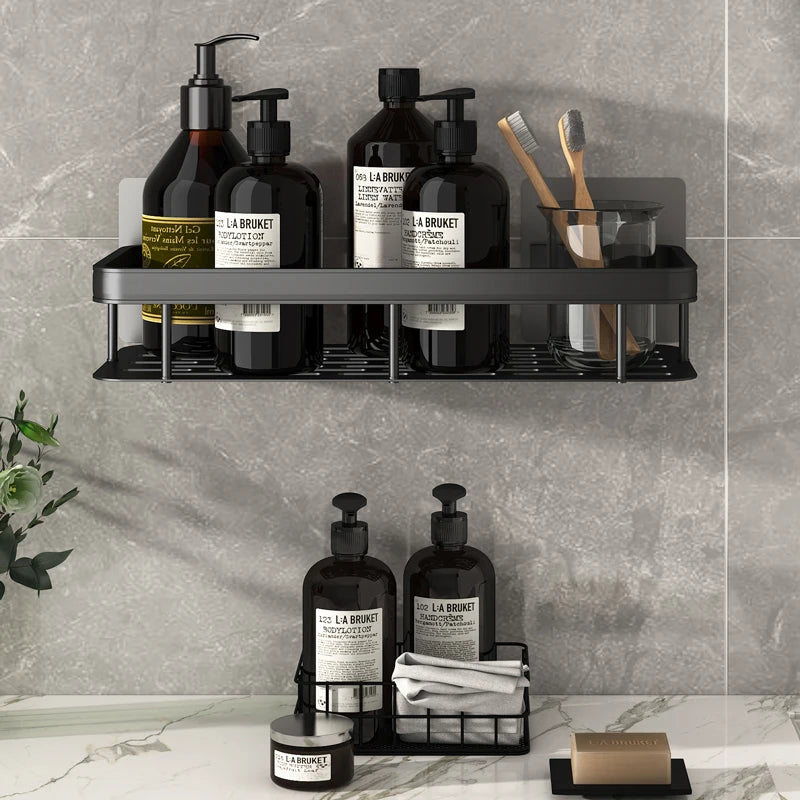 No Drill Bathroom Shelf Organizer