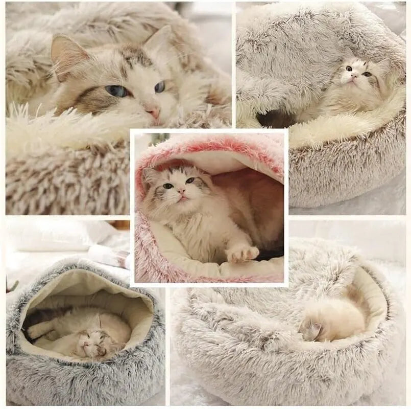 Soft Plush 2-in-1 Pet Bed for Cats & Small Dogs